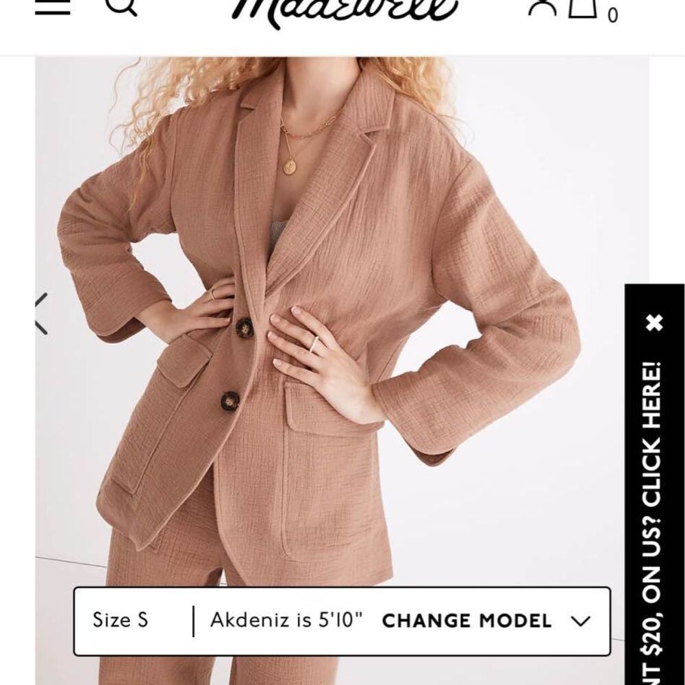 ~ Madewell Sm Boho Linen Blazer Beachy Coastal Cotton Blend Gauzy Relaxed Tan - Picture 3 of 10